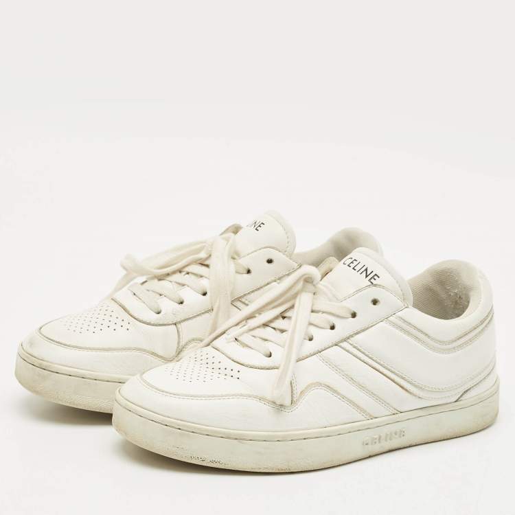 Pre Owned Celine White Leather Trainer Low Top Sneakers  Size 37