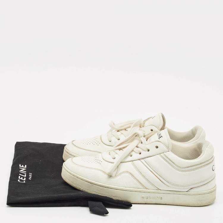 Pre Owned Celine White Leather Trainer Low Top Sneakers  Size 37