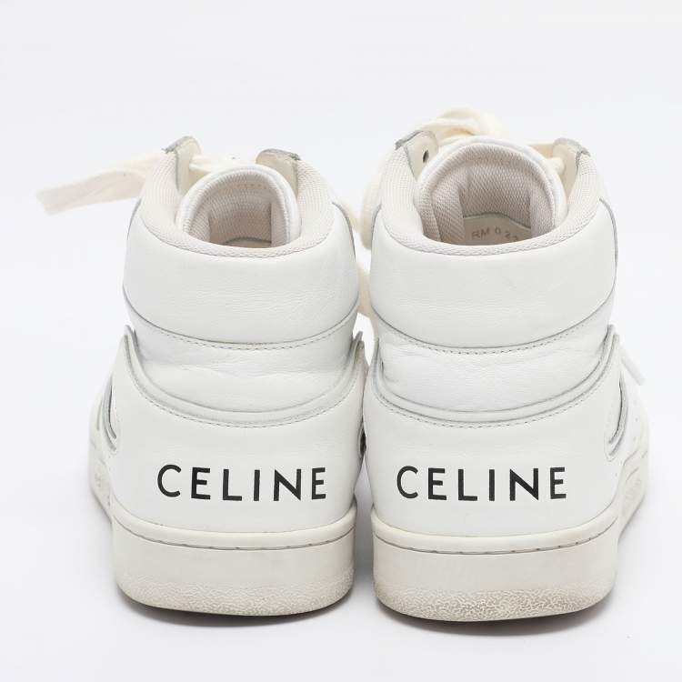 Pre Owned Celine White Leather CT-01 Z High Top Sneakers Size 38