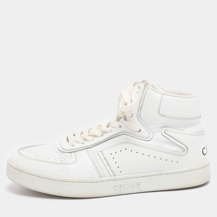 Pre Owned Celine White Leather CT-01 Z High Top Sneakers Size 38