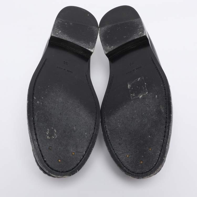 Pre Owned Celine Black Leather Penny Loafers Size 35