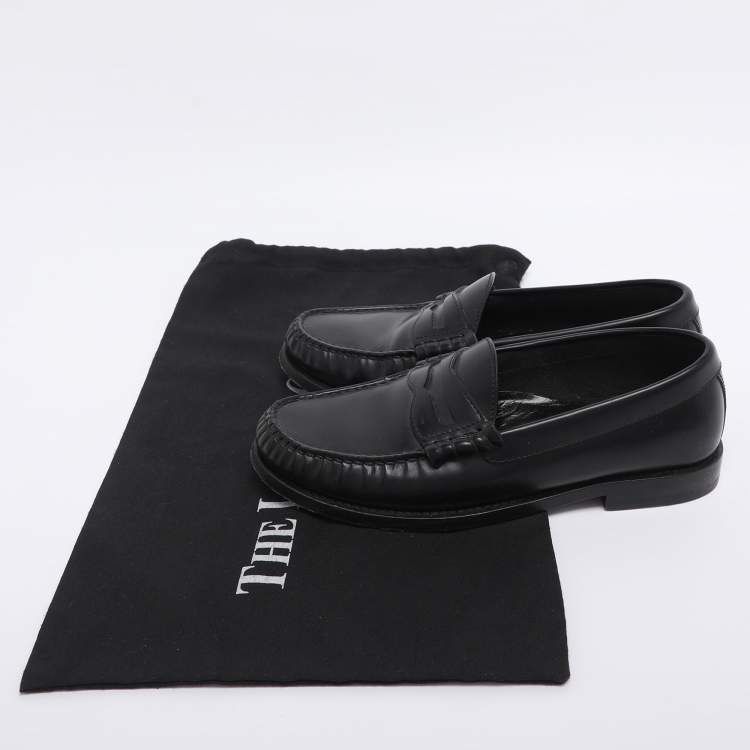 Pre Owned Celine Black Leather Penny Loafers Size 35