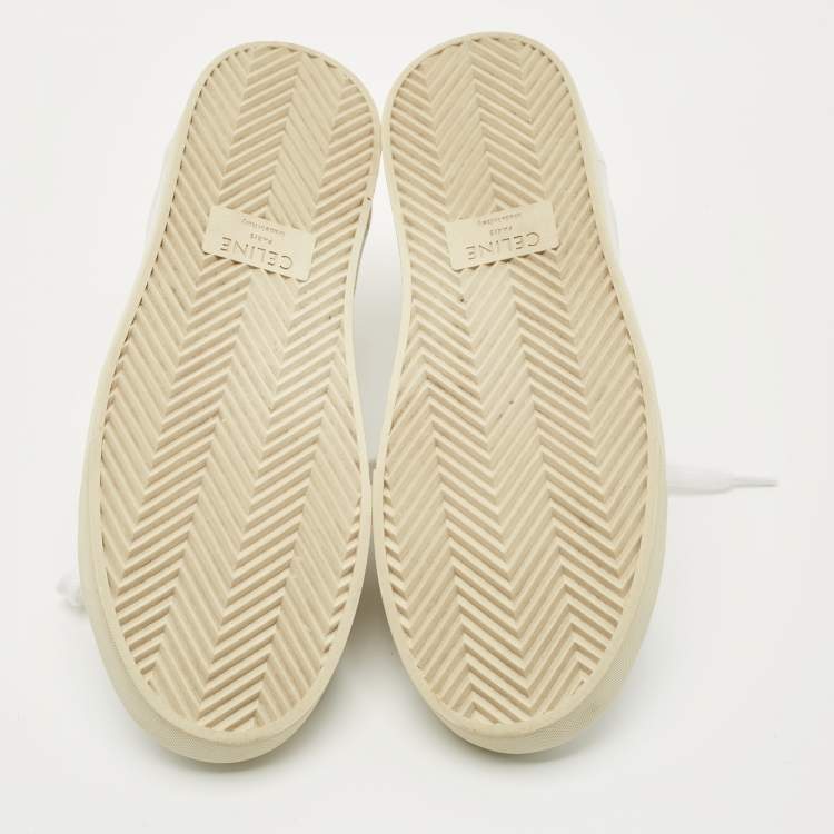 Pre Owned Celine White/Pink Leather Triomphe Low Top Sneakers Size 36