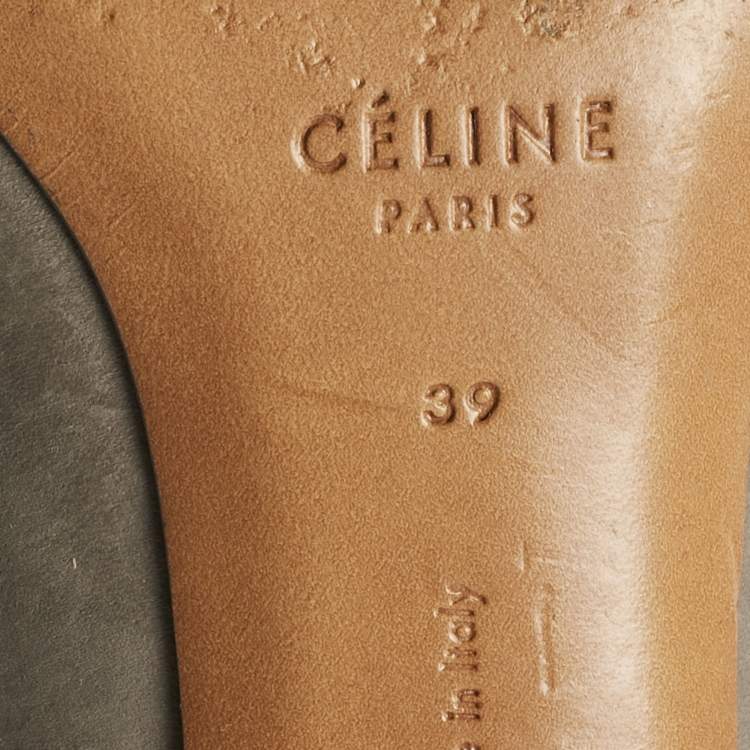 Pre Owned Celine Grey Nubuck Leather V Neck Pointed Toe Pumps Size 39