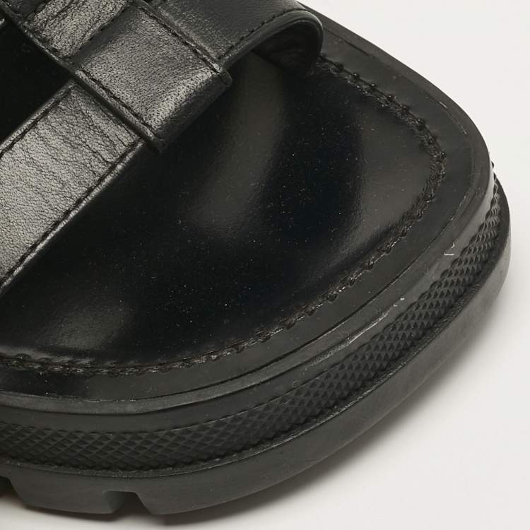 Pre Owned Celine Black Leather Clea Triomphe Strappy Gladiator Sandals Size 40