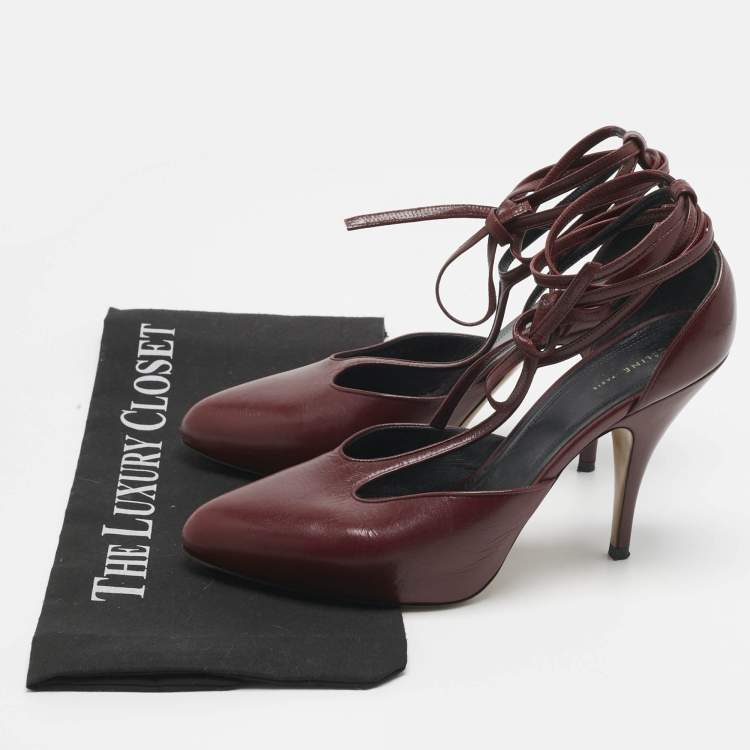 Pre Owned Celine Burgundy Leather Night Out Pumps Size 38.5