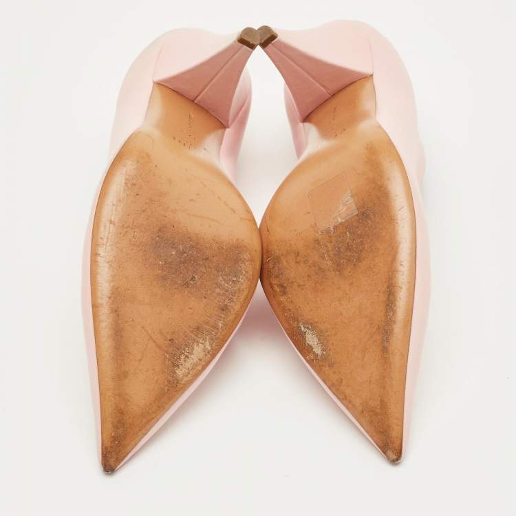 Pre Owned Celine Pink Leather V Neck Nappa Pumps Size 39.5