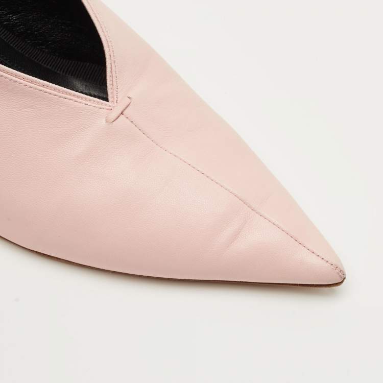 Pre Owned Celine Pink Leather V Neck Nappa Pumps Size 39.5