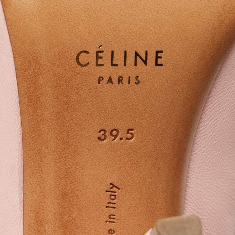 Pre Owned Celine Pink Leather V Neck Nappa Pumps Size 39.5