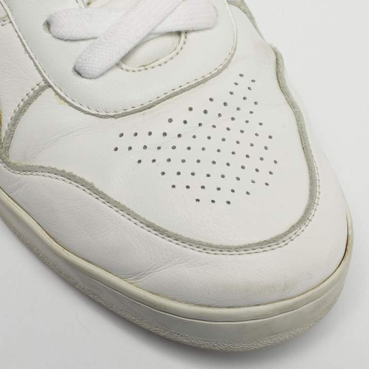 Pre Owned Celine White Leather Lace Up Sneakers Size 39