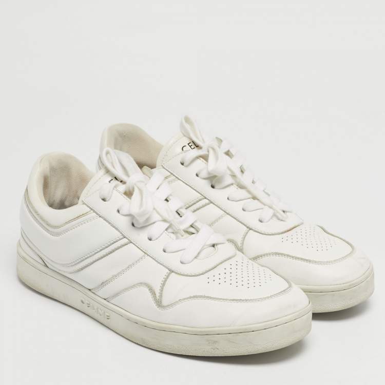 Pre Owned Celine White Leather Lace Up Sneakers Size 39