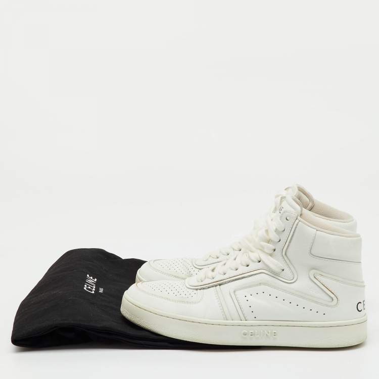 Pre Owned Celine White Leather CT-01 Z High Top Sneakers Size 36