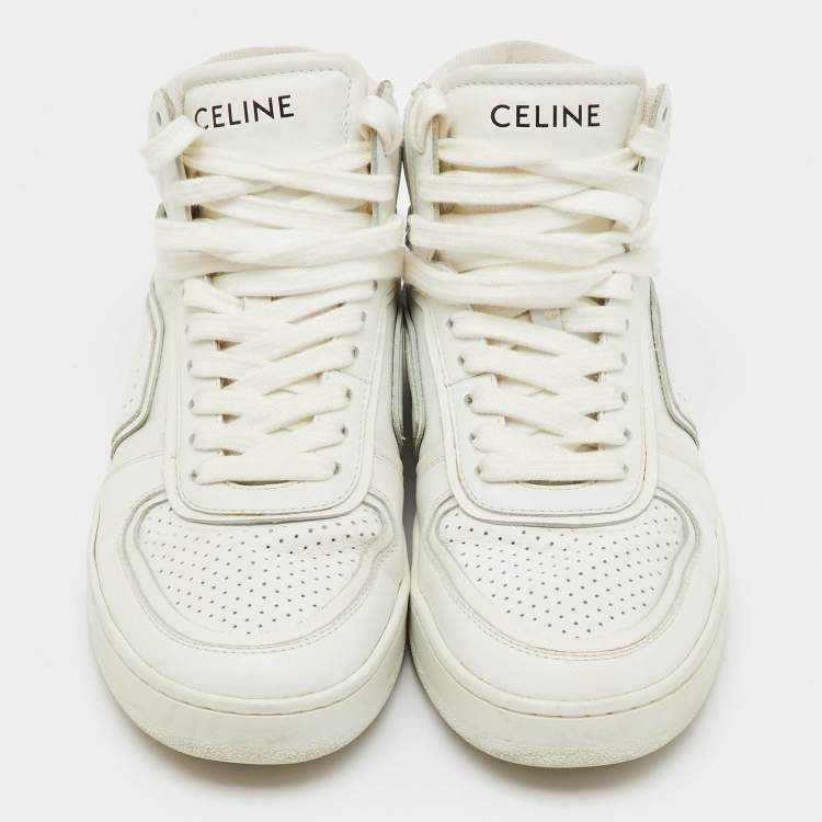 Pre Owned Celine White Leather CT-01 Z High Top Sneakers Size 36