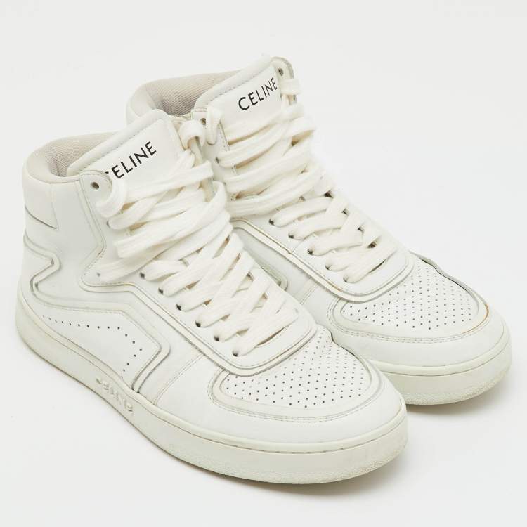 Pre Owned Celine White Leather CT-01 Z High Top Sneakers Size 36