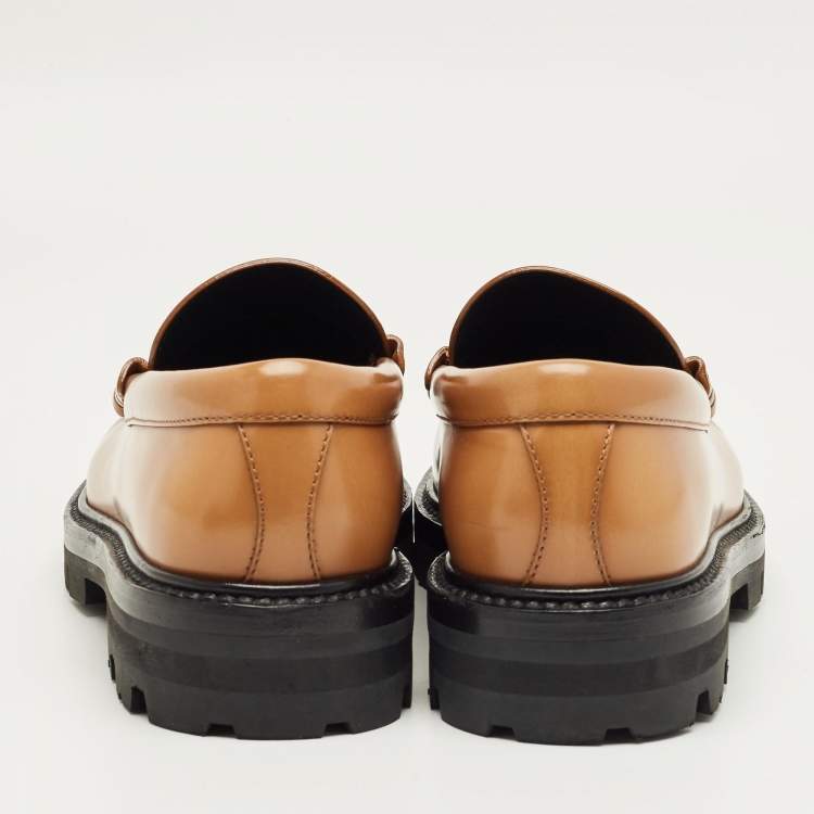 Pre Owned Celine Brown Leather Chunky Loafers Size 38