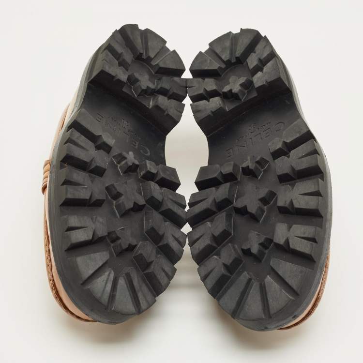 Pre Owned Celine Brown Leather Chunky Loafers Size 38