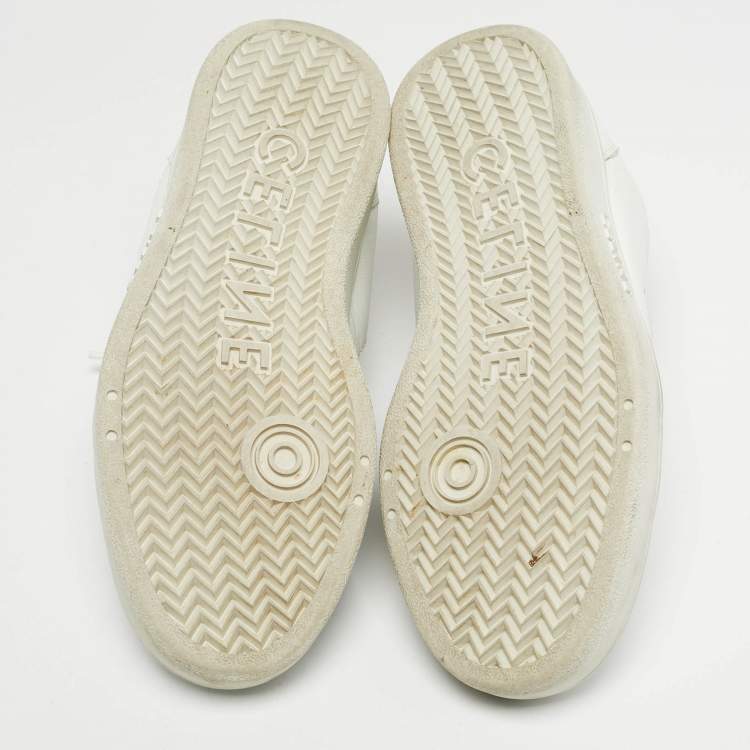 Pre Owned Celine White Leather CT-02 Lace Up Sneakers
