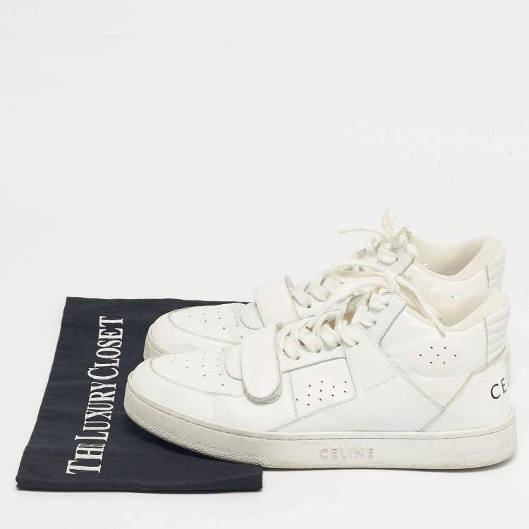Pre Owned Celine White Leather CT-02 Lace Up Sneakers