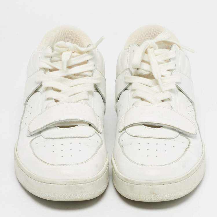 Pre Owned Celine White Leather CT-02 Lace Up Sneakers