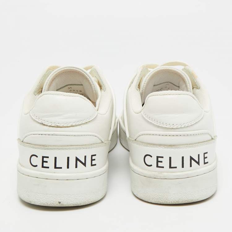 Pre Owned Celine Size 36 White Leather  Trainer Low Top Sneakers