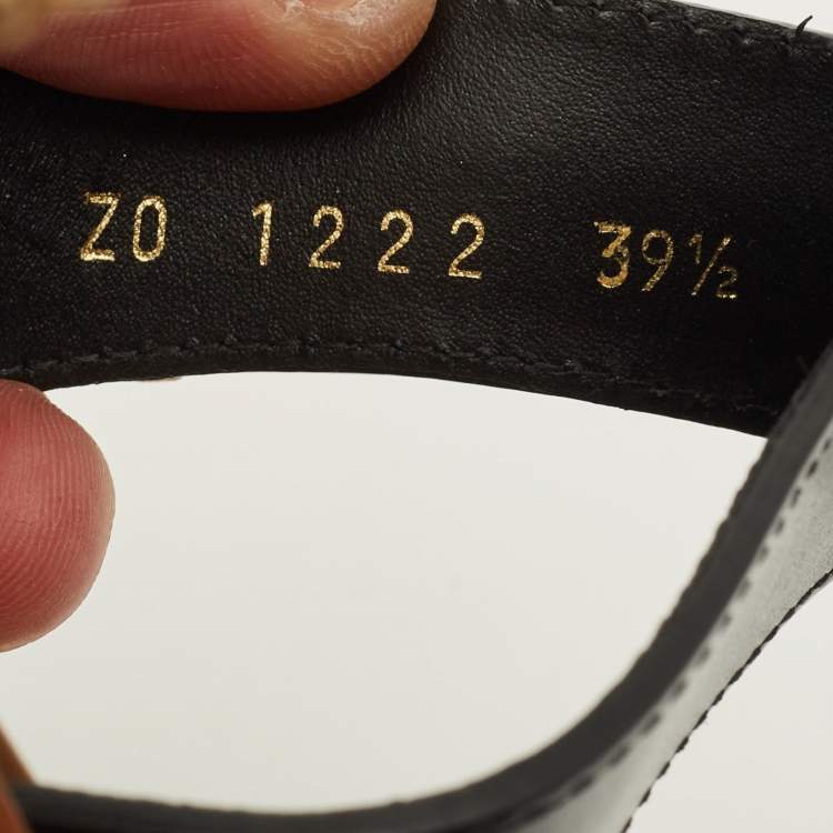 Pre Owned Celine Size 39.5 Beige/Black Leather and Raffia Ankle Strap Flat Sandals