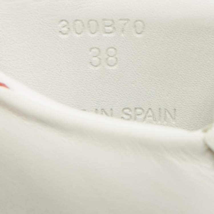 Pre Owned Celine Triomphe Size 38 White/Red Leather High Top Sneakers