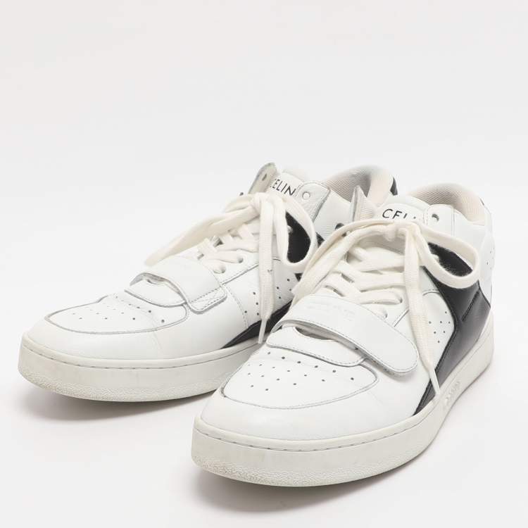 Pre Owned Celine CT-02 Size 38 White/Black Leather Lace Up Sneakers