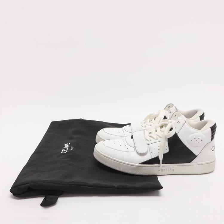 Pre Owned Celine CT-02 Size 38 White/Black Leather Lace Up Sneakers
