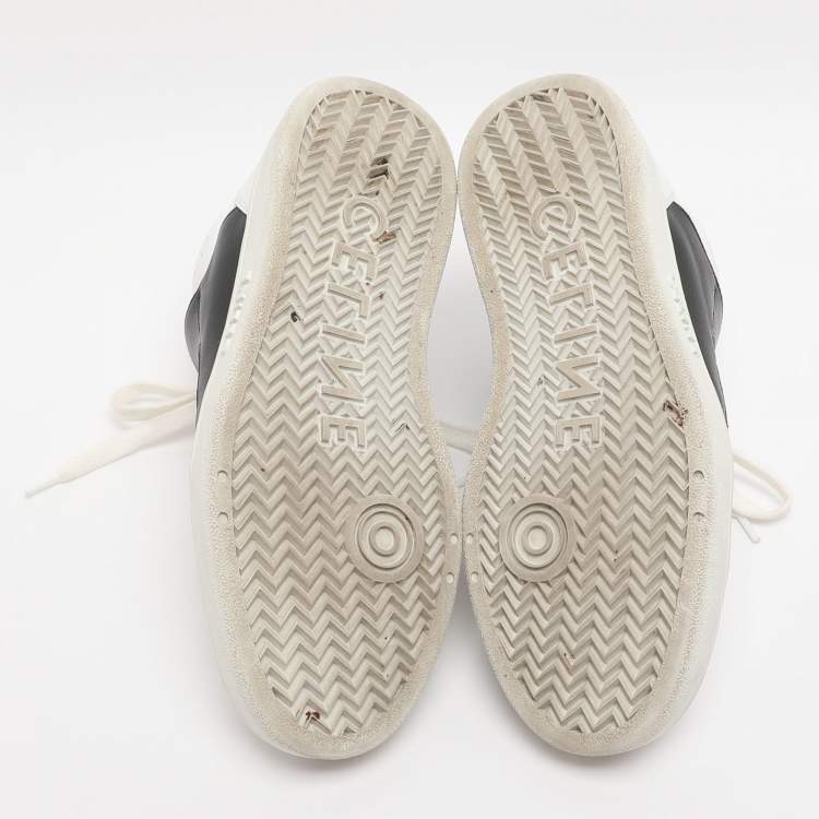 Pre Owned Celine CT-02 Size 38 White/Black Leather Lace Up Sneakers