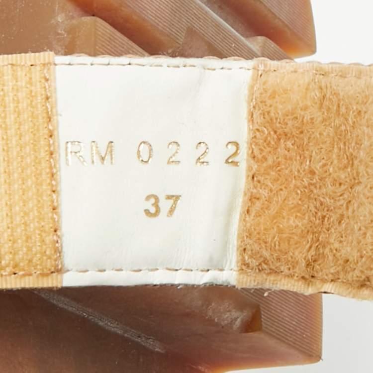 Pre Owned Celine Leo Size 37 Beige Canvas Slingback Sandals