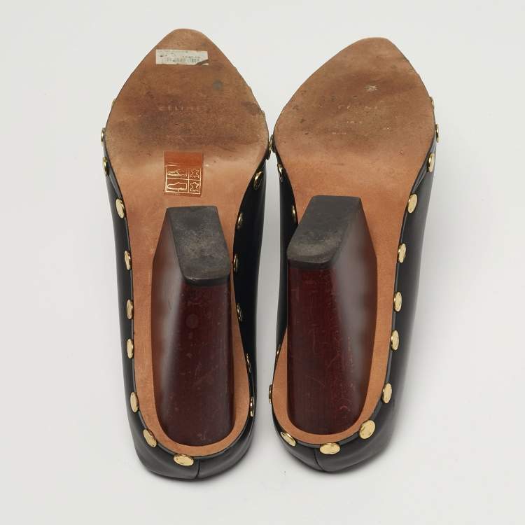 Pre Owned Celine Rodéo Size 38.5 Black Leather Mules