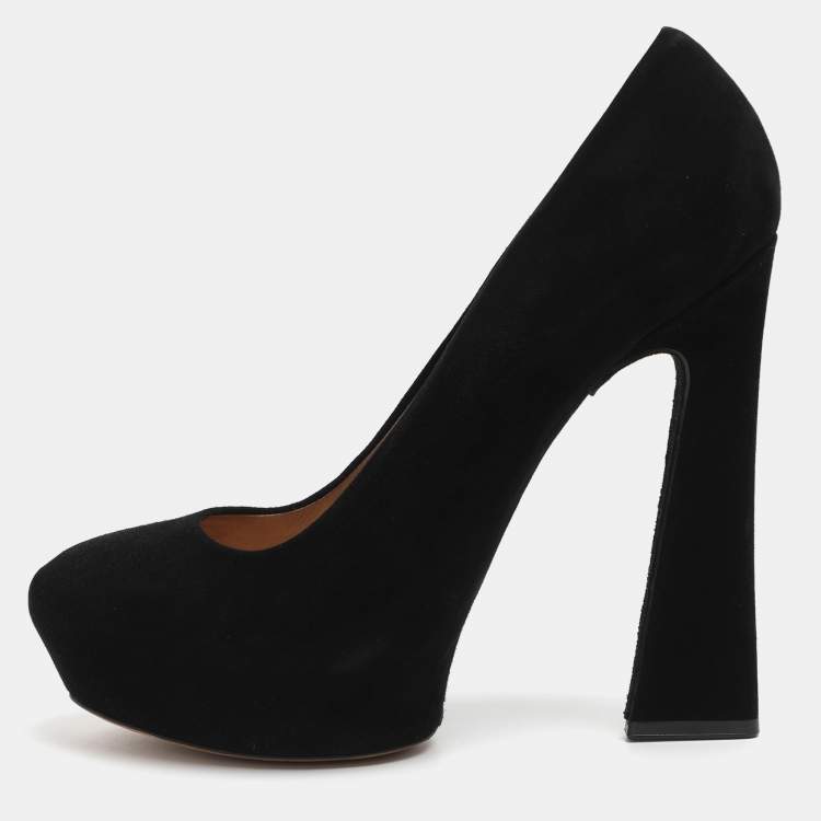Pre Owned Celine Size 39 Black Suede Platform Pumps