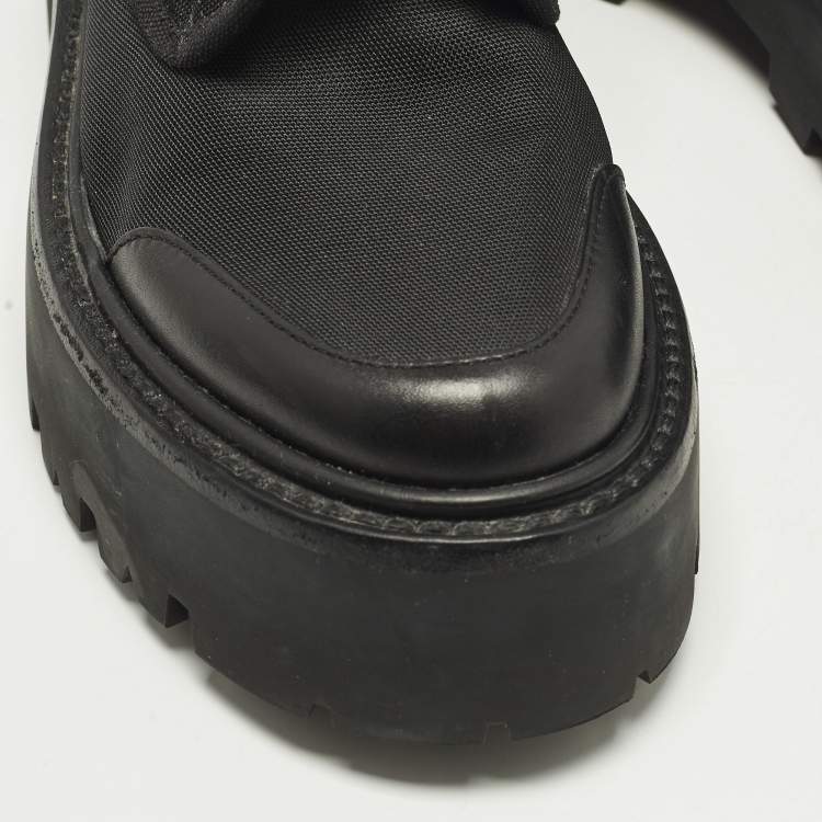 Pre Owned Celine Size 36 Black Canvas and Leather Combat Boots