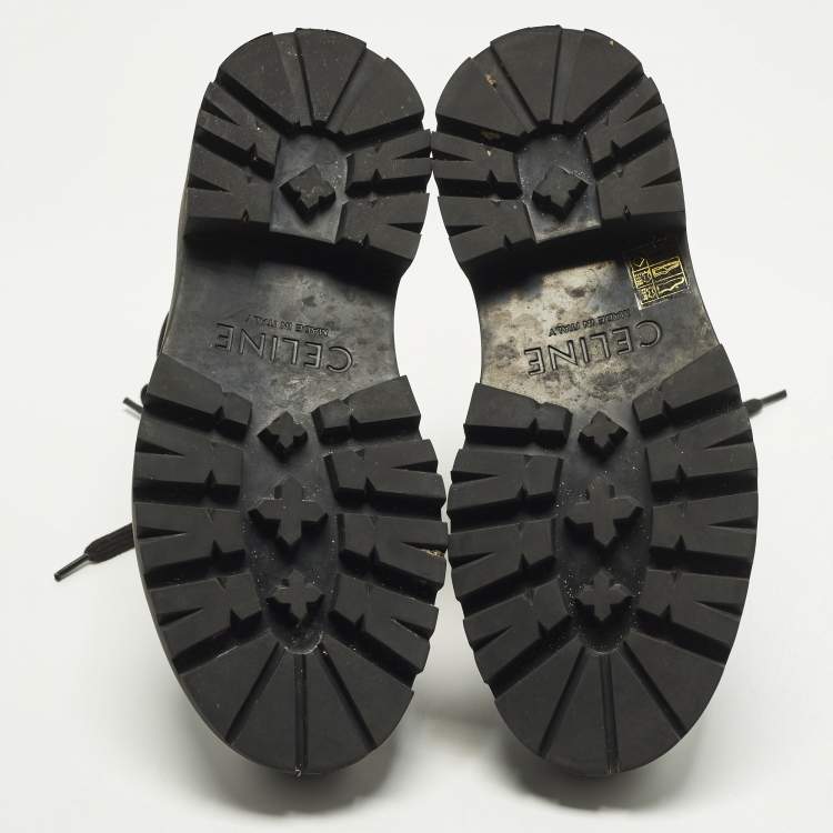 Pre Owned Celine Size 36 Black Canvas and Leather Combat Boots