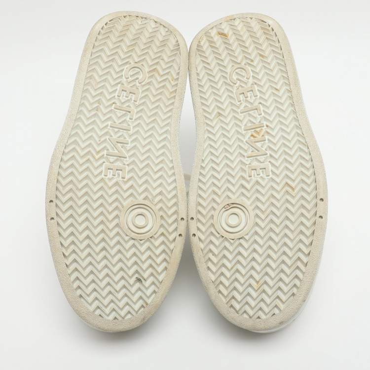 Pre Owned Celine White Leather Platform Lace Up Sneakers Size 37