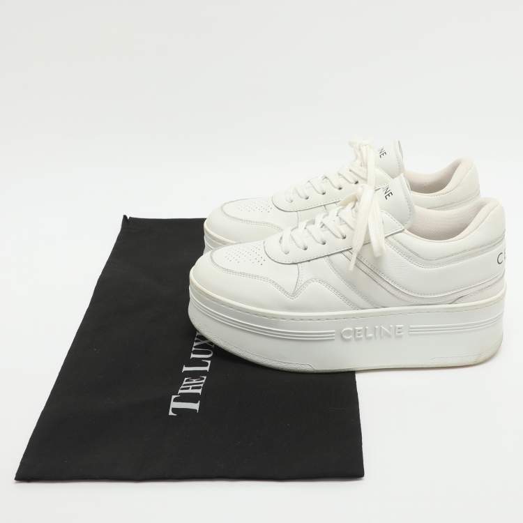 Pre Owned Celine White Leather Platform Lace Up Sneakers Size 37
