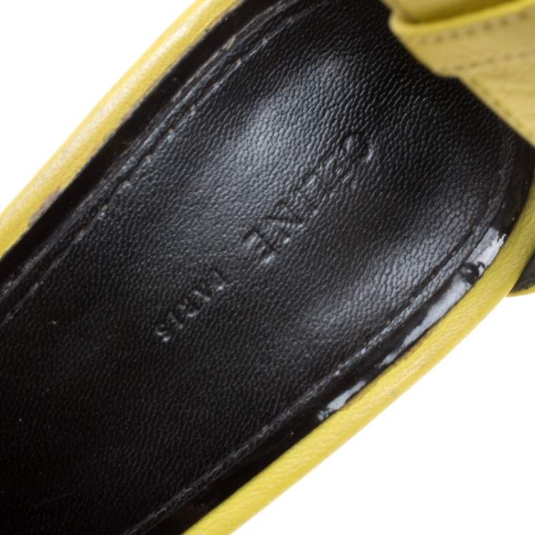 Pre Owned Celiine Yellow Leather Ankle Strap Sandals Size 37
