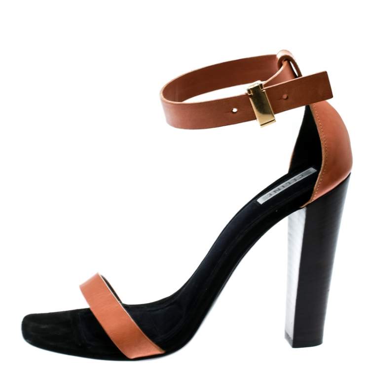 Pre Owned Celine Beige Leather Ankle Strap Sandals Size 38