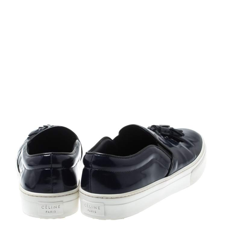 Pre Owned Celine Blue Leather Tassel Slip On Sneakers Size 38