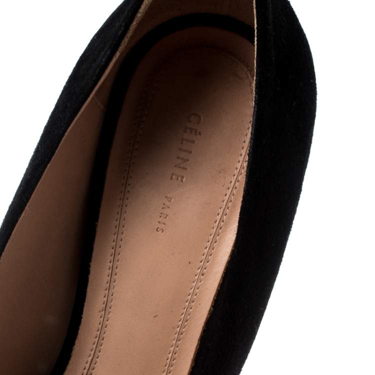 Pre Owned Celine Two Tone Suede Platform Pumps Size 36