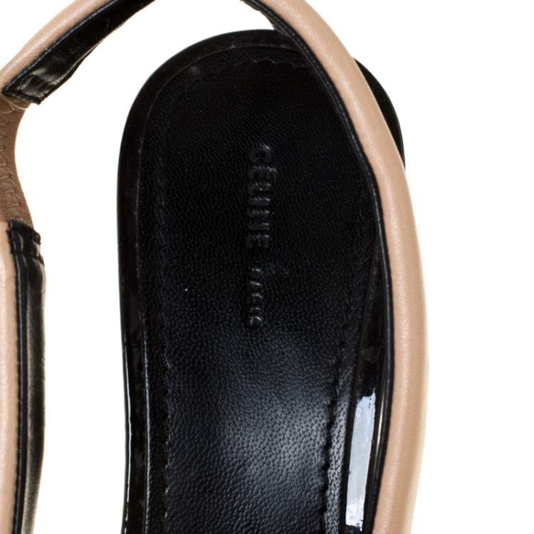 Pre Owned Celine Beige Leather Strappy Slingback Sandals Size 37