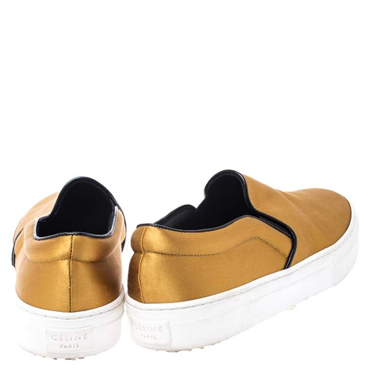 Pre Owned Celine Yellow Satin Slip On Sneakers Size 39