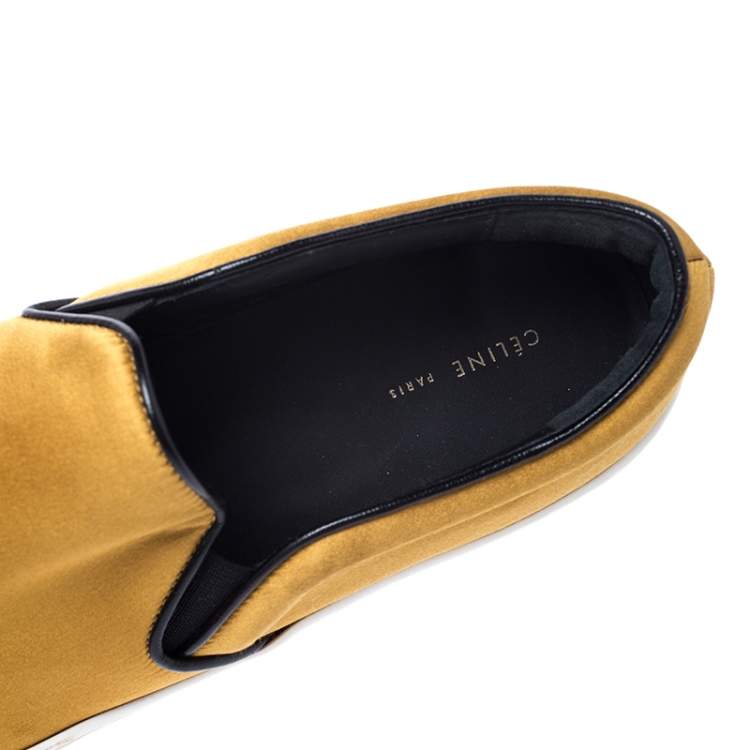 Pre Owned Celine Yellow Satin Slip On Sneakers Size 39