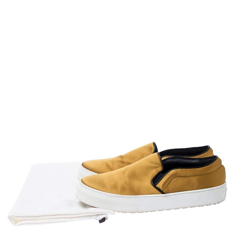 Pre Owned Celine Yellow Satin Slip On Sneakers Size 39