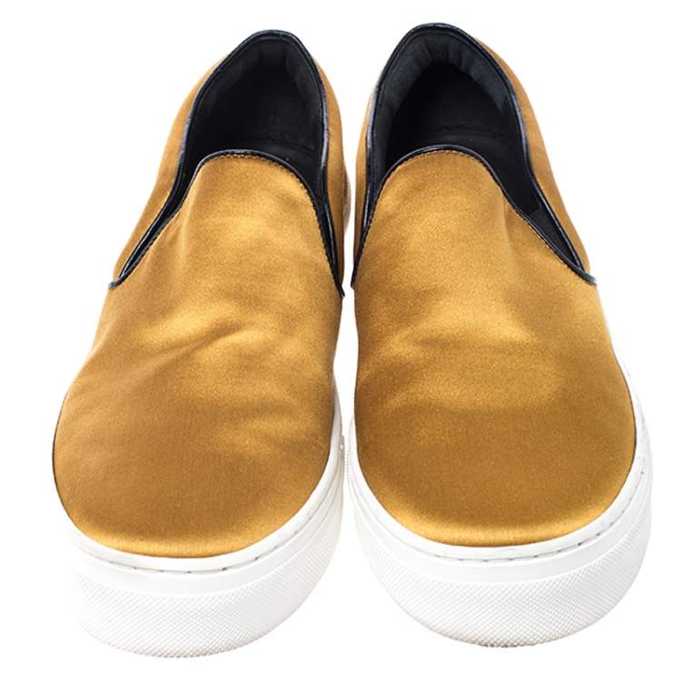 Pre Owned Celine Yellow Satin Slip On Sneakers Size 39