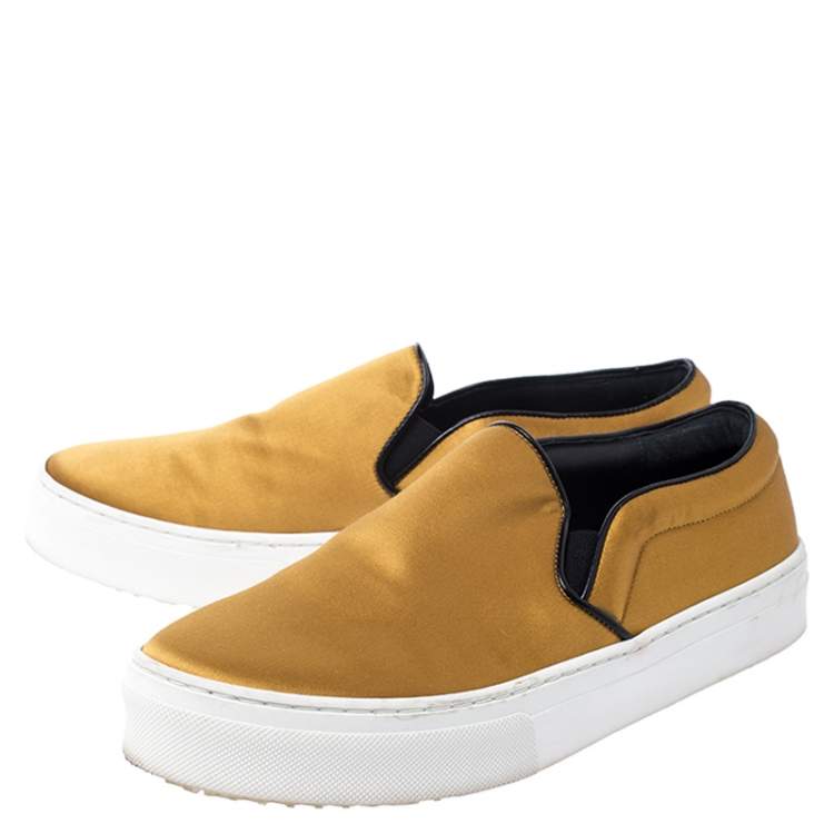 Pre Owned Celine Yellow Satin Slip On Sneakers Size 39