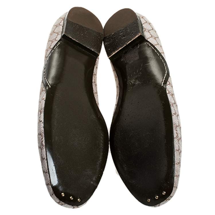 Pre Owned Celine Cream Jacquard Monogram Canvas Ballet Flats Size 39