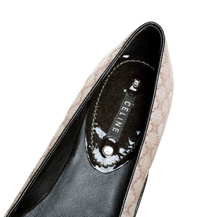 Pre Owned Celine Cream Jacquard Monogram Canvas Ballet Flats Size 39