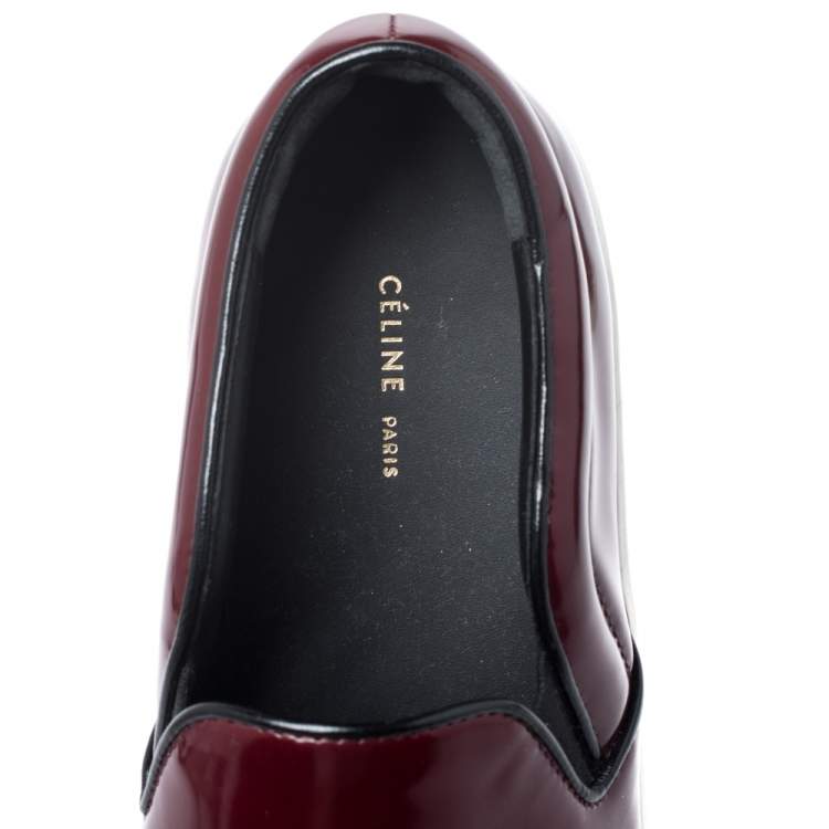 Pre Owned Celine Burgundy Leather Tassel Slip On Sneakers Size 39