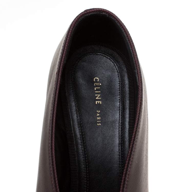 Pre Owned Celine Brown Leather Pointed Toe Pumps Size 38
